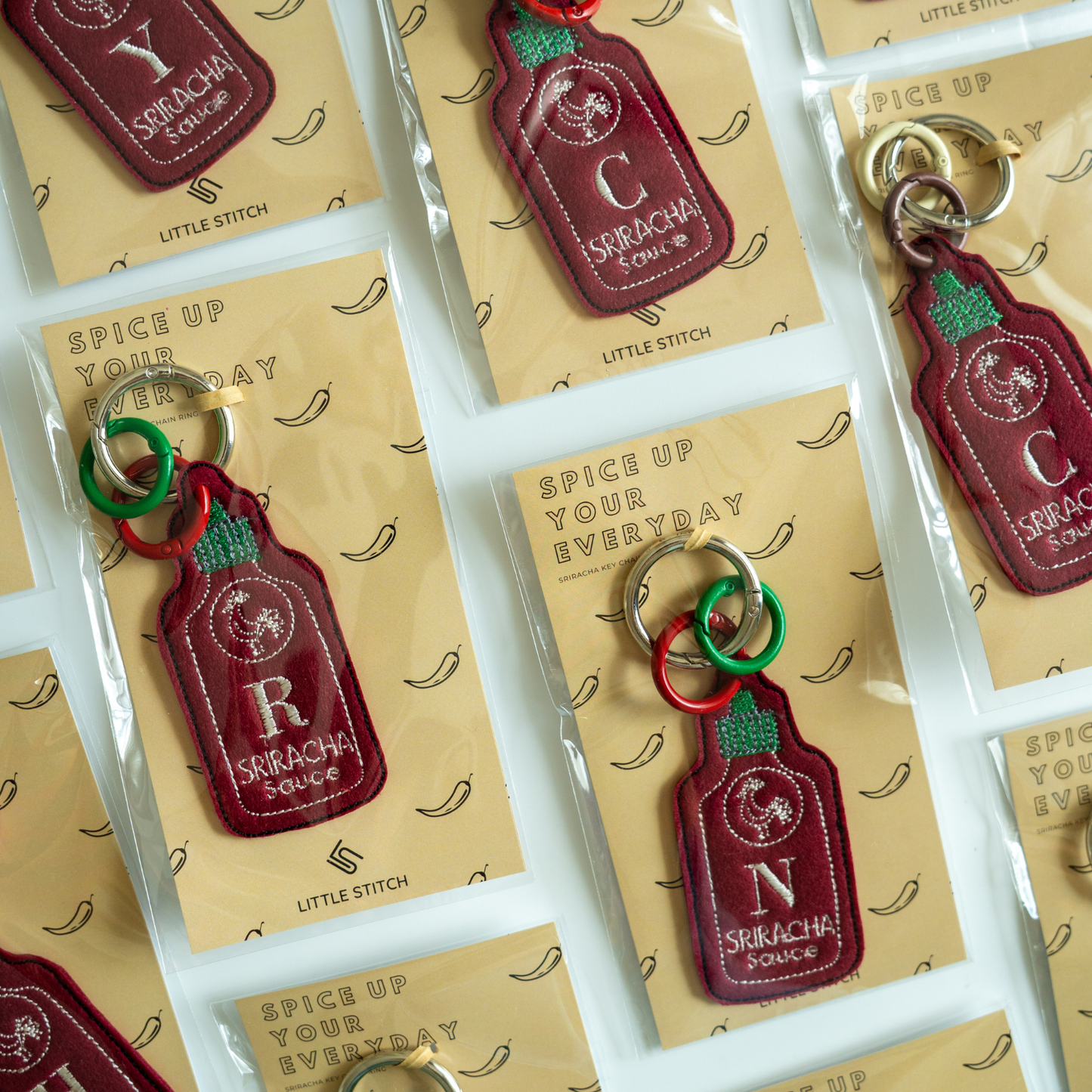 Sriracha felt key charm