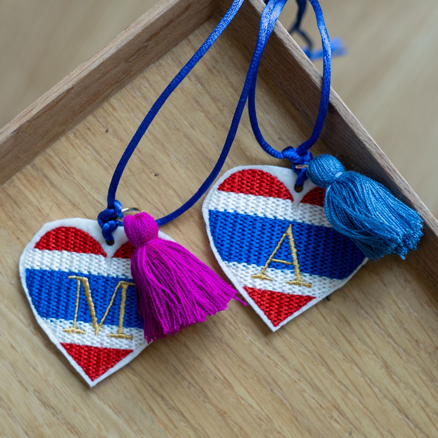 Thai heart key felt chain