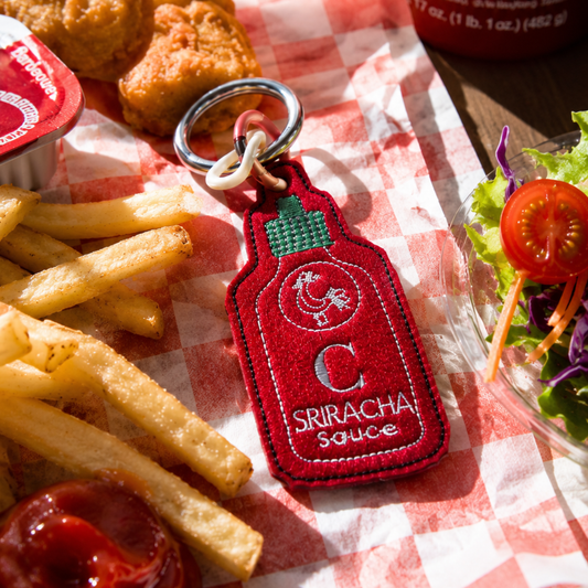 Sriracha  felt key charm