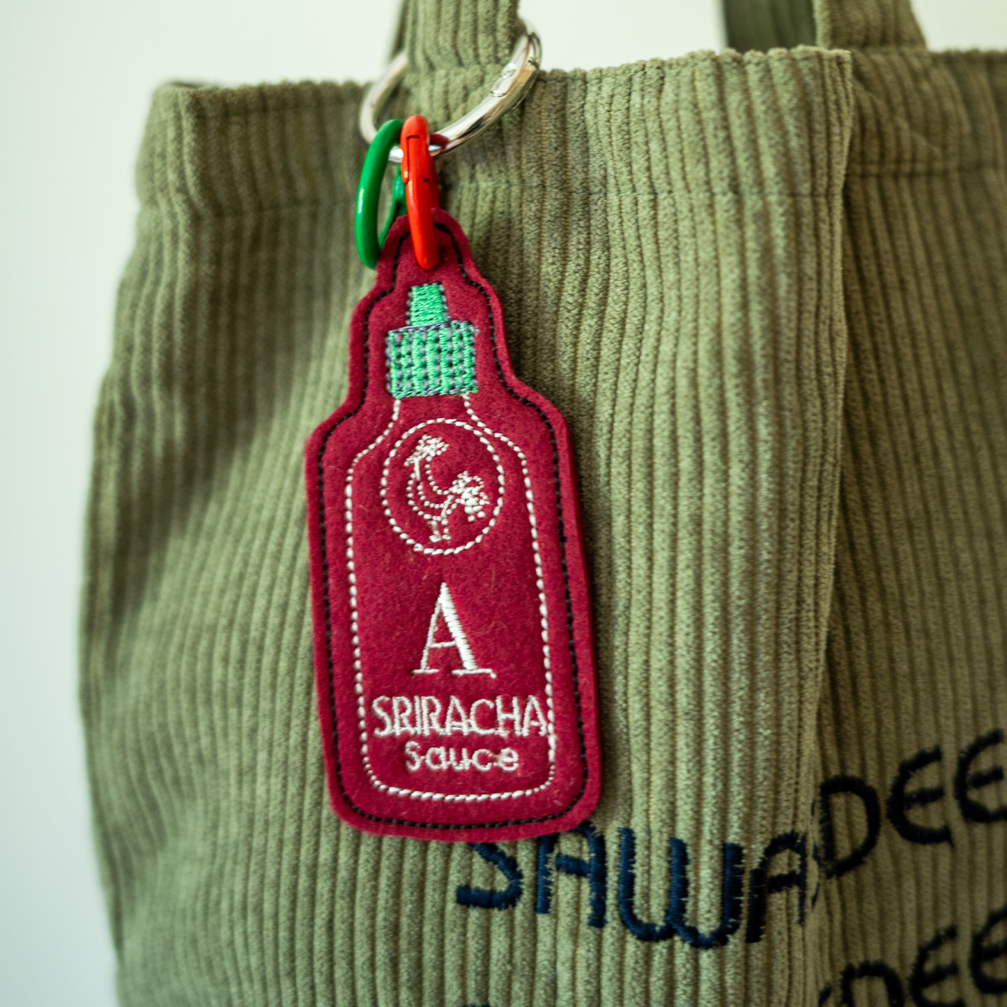 Sriracha  felt key charm