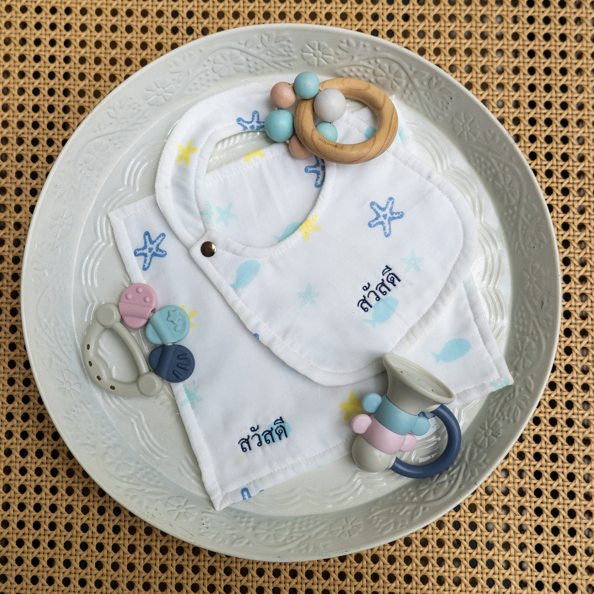 Custom Baby Bib & mini towel set