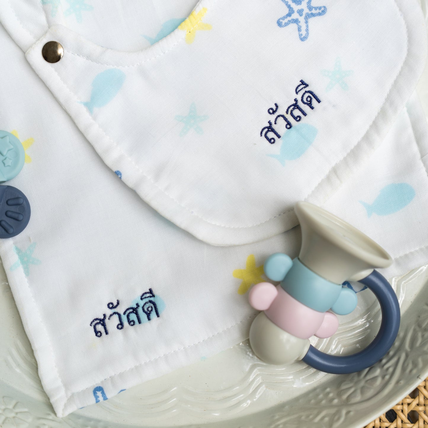 Custom Baby Bib & mini towel set